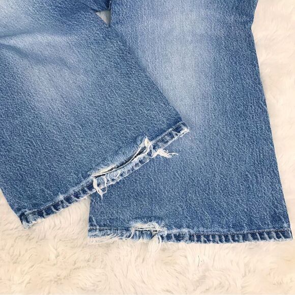 VINTAGE American Eagle Flare Leg Jeans Distressed Low Mid Rise 90s Y2K Size 12 - Picture 13 of 14